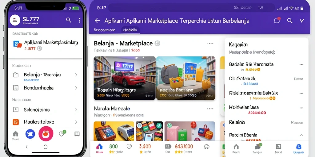 Tampilan antarmuka aplikasi SL777 dengan fungsi Marketplace yang lengkap.