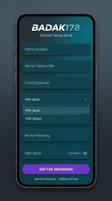 Panduan Registrasi Akun Baru badak178 untuk Pengguna Android